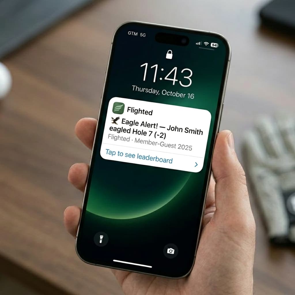 Flighted push notification showing an eagle alert on an iPhone
